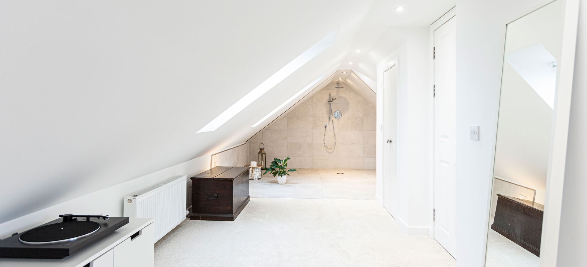 Bathroom and bedroom area.