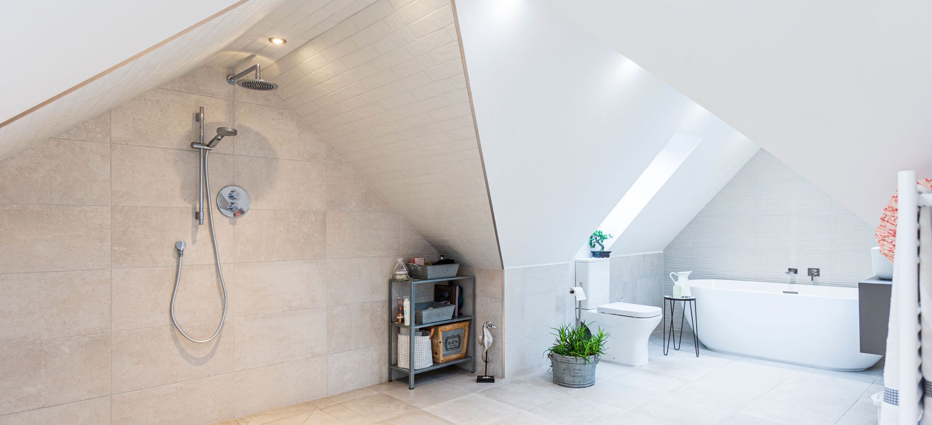 Large open-plan shower area.